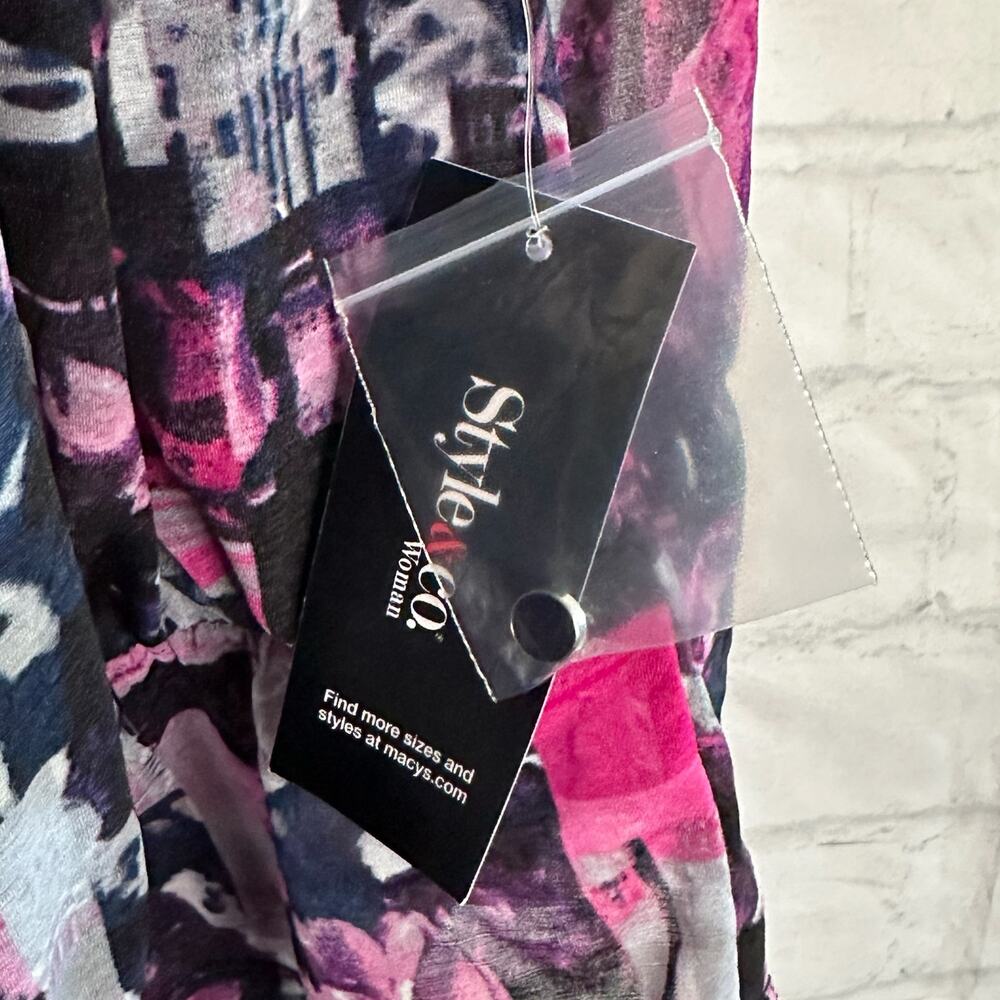 C22 Style & Co. Pink & Purple Patterned Blouse, 2x, NWT - Picture 5 of 7